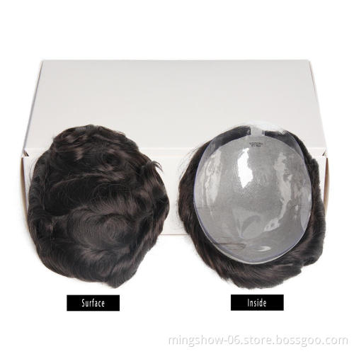 Full PU quality virgin human hair toupee black men, cheap hair piece toupee